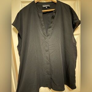 Eloquii Sheer Black V-Neck Blouse - Size 18
